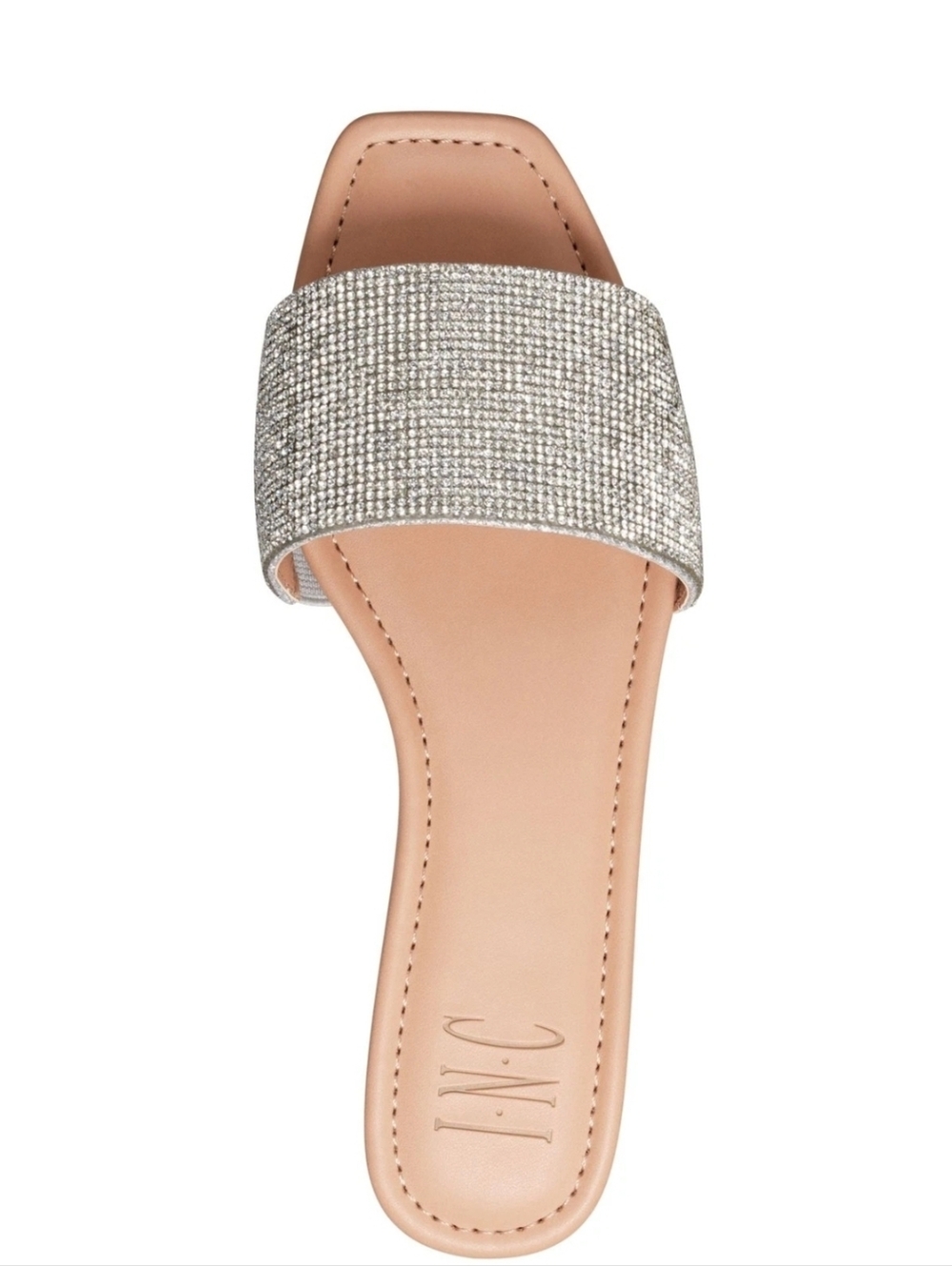 INC Silver Stretch Gore Natalia Sparkle Slide Sandal in Metallic Champagne - Picture 5 of 9